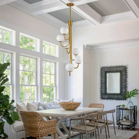 Modern Gold Chandelier Spiral Glass Globe Chandelier